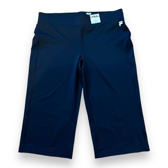NWT Fila Womens Motion Capri Pants Athleisure Stretch Pull On Black Size XL - Picture 1 of 8